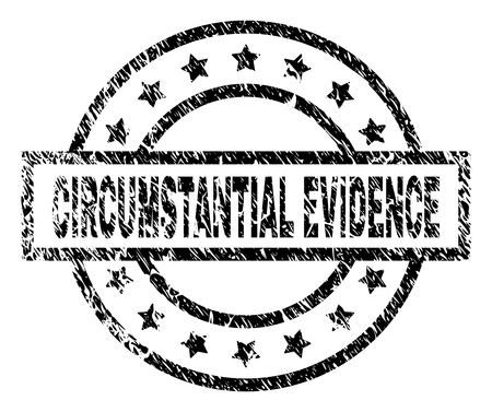 CIRCUMSTANTIAL EVIDENCE stamp seal watermark with distress style. Designed with rectangle, circles and stars. Black vector rubber print of CIRCUMSTANTIAL EVIDENCE tag with retro texture.のイラスト素材