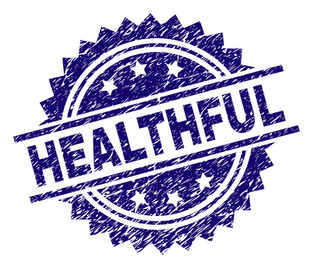 HEALTHFUL stamp seal watermark with distress style. Blue vector rubber print of HEALTHFUL label with retro texture.のイラスト素材