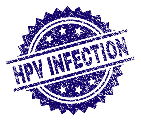HPV INFECTION stamp seal watermark with distress style. Blue vector rubber print of HPV INFECTION caption with scratched texture.のイラスト素材