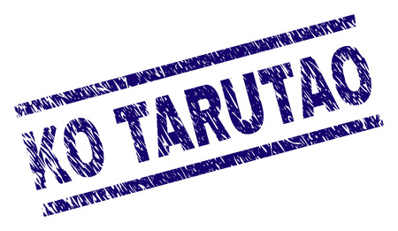 KO TARUTAO seal watermark with grunge style. Blue vector rubber print of KO TARUTAO title with grunge texture. Text title is placed between parallel lines.のイラスト素材