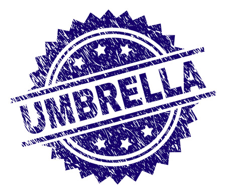 UMBRELLA stamp seal watermark with distress style. Blue vector rubber print of UMBRELLA text with unclean texture.のイラスト素材