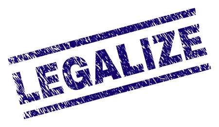 LEGALIZE seal print with distress style. Blue vector rubber print of LEGALIZE text with dust texture. Text title is placed between parallel lines.のイラスト素材