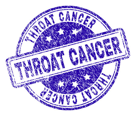 THROAT CANCER stamp seal watermark with distress texture. Designed with rounded rectangles and circles. Blue vector rubber print of THROAT CANCER label with corroded texture.のイラスト素材