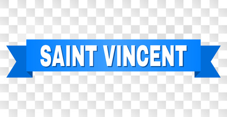 SAINT VINCENT text on a ribbon. Designed with white caption and blue tape. Vector banner with SAINT VINCENT tag on a transparent background.のイラスト素材
