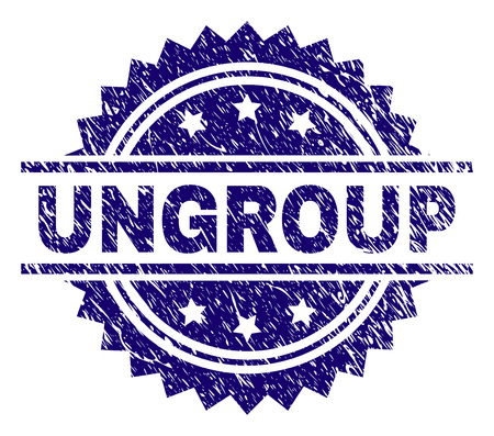 UNGROUP stamp seal watermark with distress style. Blue vector rubber print of UNGROUP tag with dust texture.のイラスト素材