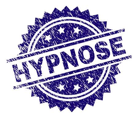 HYPNOSE stamp seal watermark with distress style. Blue vector rubber print of HYPNOSE tag with unclean texture.のイラスト素材