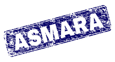 ASMARA stamp seal print with grunge style. Seal shape is a rounded rectangle with frame. Blue vector rubber print of ASMARA caption with grunge texture.のイラスト素材