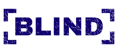 BLIND title seal print with corroded texture. Text title is placed inside corners. Blue vector rubber print of BLIND with corroded texture.のイラスト素材