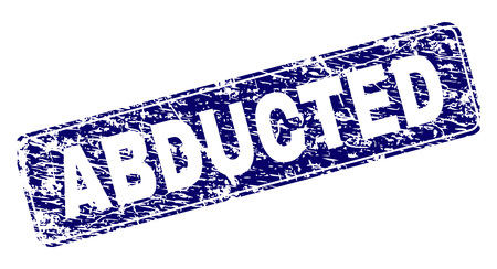 ABDUCTED stamp seal print with grunge style. Seal shape is a rounded rectangle with frame. Blue vector rubber print of ABDUCTED tag with unclean style.のイラスト素材