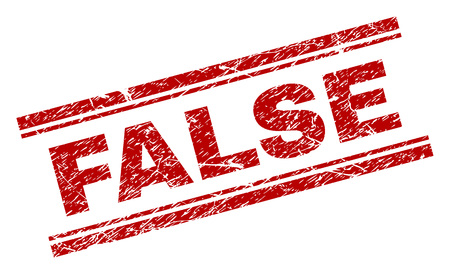 FALSE seal imprint with grunge texture. Red vector rubber print of FALSE caption with grunge texture. Text title is placed between double parallel lines.のイラスト素材