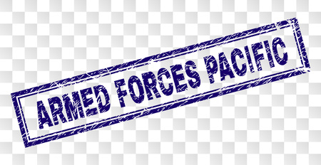 ARMED FORCES PACIFIC stamp seal imprint with rubber print style and double framed rectangle shape. Stamp is placed on a transparent background.のイラスト素材