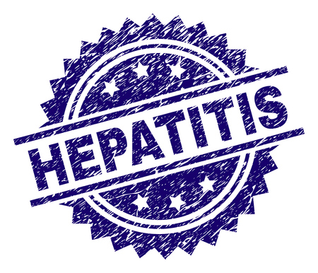 HEPATITIS stamp seal watermark with distress style. Blue vector rubber print of HEPATITIS tag with corroded texture.のイラスト素材