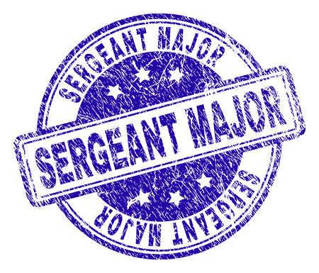 SERGEANT MAJOR stamp seal watermark with grunge texture. Designed with rounded rectangles and circles. Blue vector rubber print of SERGEANT MAJOR caption with grunge texture.のイラスト素材