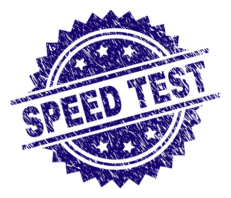 SPEED TEST stamp seal watermark with distress style. Blue vector rubber print of SPEED TEST tag with dust texture.のイラスト素材