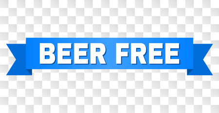 BEER FREE text on a ribbon. Designed with white caption and blue stripe. Vector banner with BEER FREE tag on a transparent background.のイラスト素材