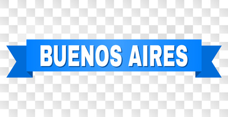 BUENOS AIRES text on a ribbon. Designed with white title and blue tape. Vector banner with BUENOS AIRES tag on a transparent background.のイラスト素材