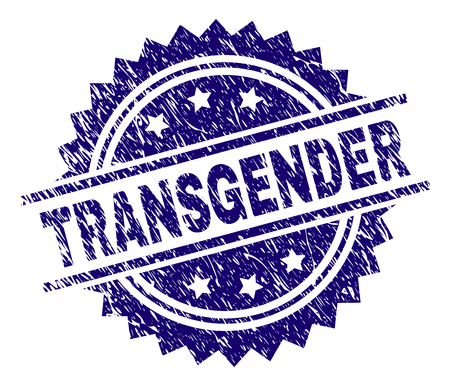 TRANSGENDER stamp seal watermark with distress style. Blue vector rubber print of TRANSGENDER label with dust texture.のイラスト素材
