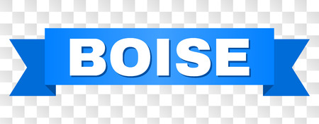 BOISE text on a ribbon. Designed with white title and blue stripe. Vector banner with BOISE tag on a transparent background.のイラスト素材