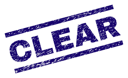 CLEAR seal imprint with grunge style. Blue vector rubber print of CLEAR text with grunge texture. Text label is placed between parallel lines.のイラスト素材