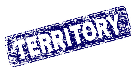TERRITORY stamp seal print with distress style. Seal shape is a rounded rectangle with frame. Blue vector rubber print of TERRITORY caption with corroded style.のイラスト素材