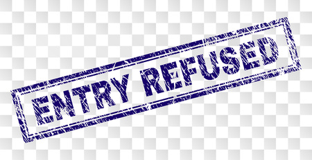 ENTRY REFUSED stamp seal watermark with rubber print style and double framed rectangle shape. Stamp is placed on a transparent background.のイラスト素材