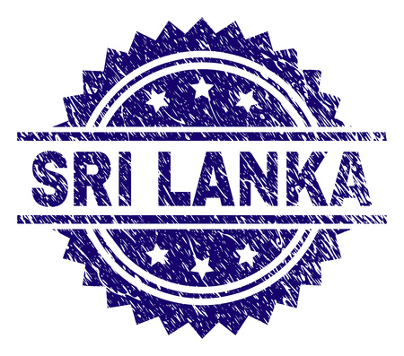 SRI LANKA stamp seal watermark with distress style. Blue vector rubber print of SRI LANKA caption with scratched texture.のイラスト素材