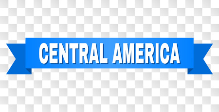CENTRAL AMERICA text on a ribbon. Designed with white caption and blue stripe. Vector banner with CENTRAL AMERICA tag on a transparent background.のイラスト素材