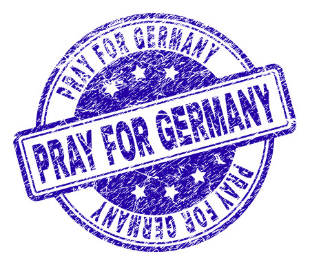 PRAY FOR GERMANY stamp seal imprint with grunge texture. Designed with rounded rectangles and circles. Blue vector rubber print of PRAY FOR GERMANY title with grunge texture.のイラスト素材