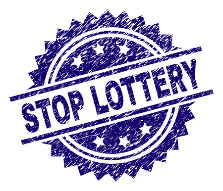 STOP LOTTERY stamp seal watermark with distress style. Blue vector rubber print of STOP LOTTERY text with dirty texture.のイラスト素材