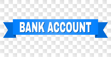 BANK ACCOUNT text on a ribbon. Designed with white caption and blue stripe. Vector banner with BANK ACCOUNT tag on a transparent background.のイラスト素材