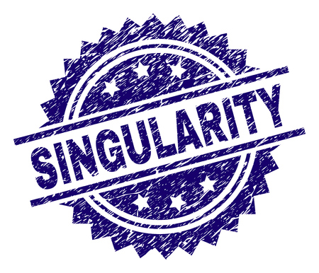 SINGULARITY stamp seal watermark with distress style. Blue vector rubber print of SINGULARITY label with retro texture.のイラスト素材