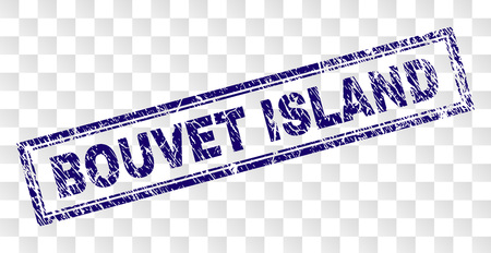 BOUVET ISLAND stamp seal print with rubber print style and double framed rectangle shape. Stamp is placed on a transparent background.のイラスト素材