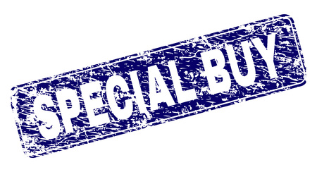 SPECIAL BUY stamp seal print with grunge style. Seal shape is a rounded rectangle with frame. Blue vector rubber print of SPECIAL BUY tag with corroded style.のイラスト素材