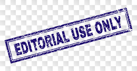 EDITORIAL USE ONLY stamp seal watermark with rubber print style and double framed rectangle shape. Stamp is placed on a transparent background.のイラスト素材