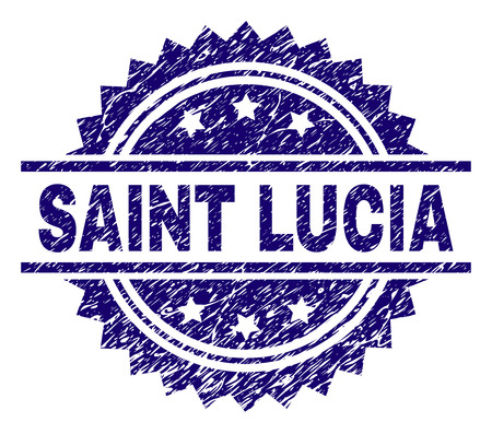 SAINT LUCIA stamp seal watermark with distress style. Blue vector rubber print of SAINT LUCIA tag with retro texture.のイラスト素材