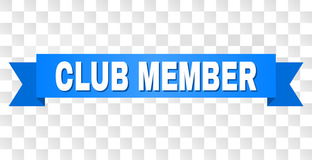 CLUB MEMBER text on a ribbon. Designed with white caption and blue stripe. Vector banner with CLUB MEMBER tag on a transparent background.のイラスト素材