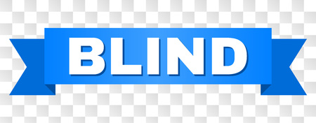 BLIND text on a ribbon. Designed with white title and blue stripe. Vector banner with BLIND tag on a transparent background.のイラスト素材