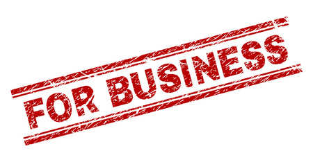 FOR BUSINESS seal imprint with grunge texture. Red vector rubber print of FOR BUSINESS label with grunge texture. Text caption is placed between double parallel lines.のイラスト素材