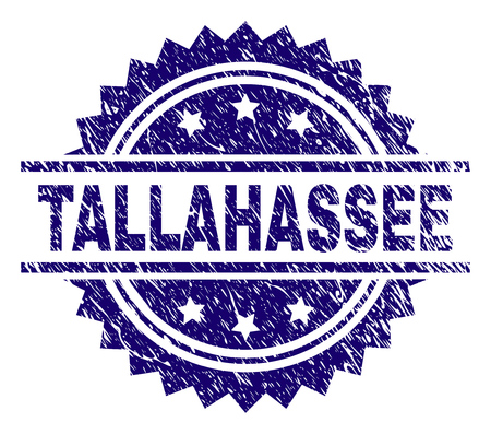 TALLAHASSEE stamp seal watermark with distress style. Blue vector rubber print of TALLAHASSEE label with corroded texture.のイラスト素材