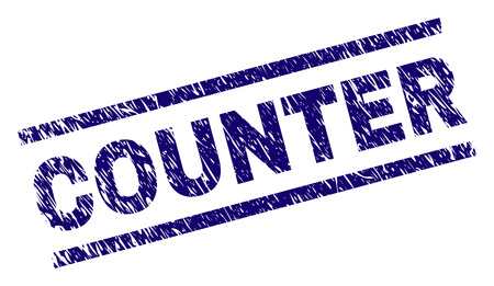 COUNTER seal watermark with distress style. Blue vector rubber print of COUNTER label with dirty texture. Text label is placed between parallel lines.のイラスト素材