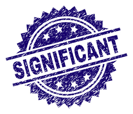 SIGNIFICANT stamp seal watermark with distress style. Blue vector rubber print of SIGNIFICANT title with unclean texture.のイラスト素材