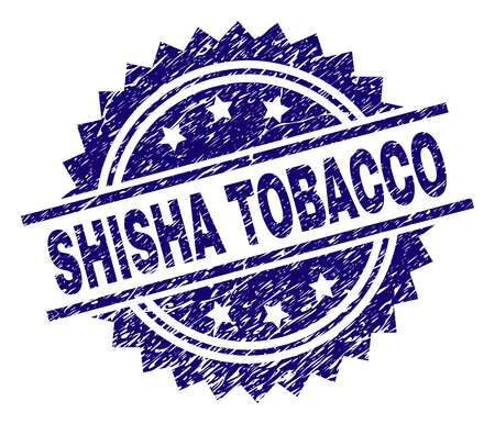SHISHA TOBACCO stamp seal watermark with distress style. Blue vector rubber print of SHISHA TOBACCO caption with dust texture.のイラスト素材