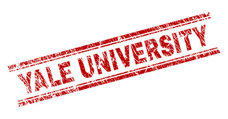 YALE UNIVERSITY seal imprint with corroded texture. Red vector rubber print of YALE UNIVERSITY text with corroded texture. Text title is placed between double parallel lines.のイラスト素材