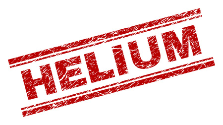 HELIUM seal print with grunge texture. Red vector rubber print of HELIUM caption with dirty texture. Text label is placed between double parallel lines.のイラスト素材