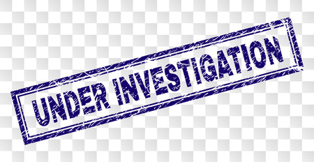 UNDER INVESTIGATION stamp seal print with dirty style and double framed rectangle shape. Stamp is placed on a transparent background.のイラスト素材