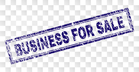 BUSINESS FOR SALE stamp seal print with rubber print style and double framed rectangle shape. Stamp is placed on a transparent background.のイラスト素材