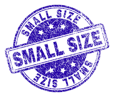 SMALL SIZE stamp seal watermark with grunge texture. Designed with rounded rectangles and circles. Blue vector rubber print of SMALL SIZE label with corroded texture.のイラスト素材