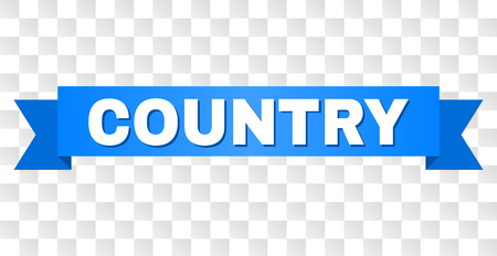 COUNTRY text on a ribbon. Designed with white title and blue stripe. Vector banner with COUNTRY tag on a transparent background.のイラスト素材