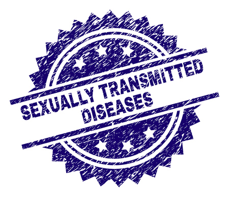 SEXUALLY TRANSMITTED DISEASES stamp seal watermark with distress style. Blue vector rubber print of SEXUALLY TRANSMITTED DISEASES label with grunge texture.のイラスト素材