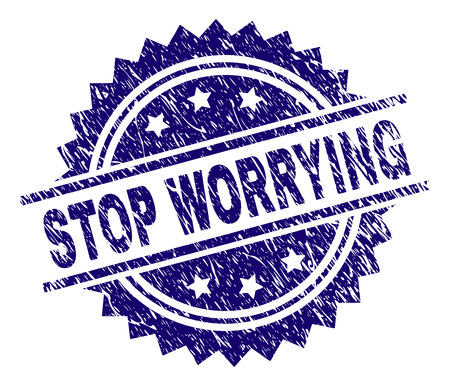 STOP WORRYING stamp seal watermark with distress style. Blue vector rubber print of STOP WORRYING title with corroded texture.のイラスト素材
